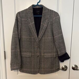 J. Crew Black and White Blazer with Glen Plaid Pattern